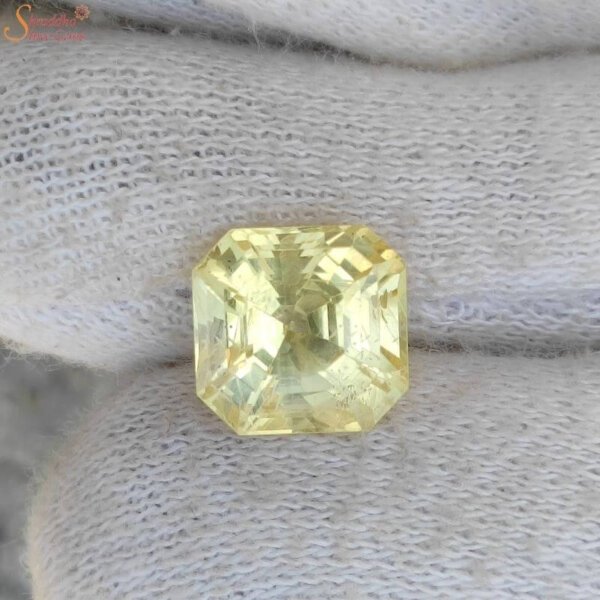 Emerald Shape 6 Carat Yellow Sapphire Gemstone