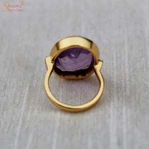 Natural Oval Shape Amethyst Gemstone Ring