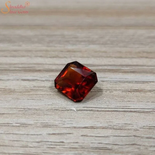 Emerald Shape 6 Carat Hessonite Garnet Gemstone (Gomed)