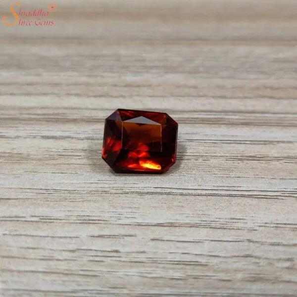 Emerald Shape 6 Carat Hessonite Garnet Gemstone (Gomed)