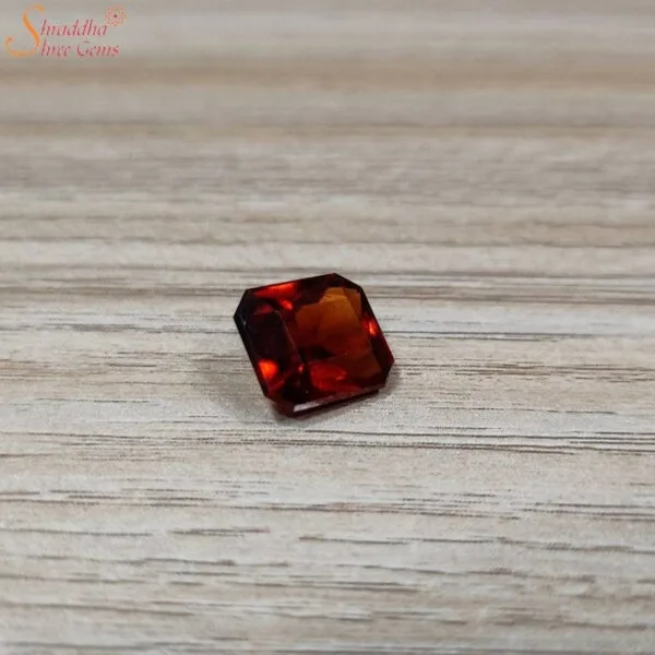 Emerald Shape 6 Carat Hessonite Garnet Gemstone (Gomed)