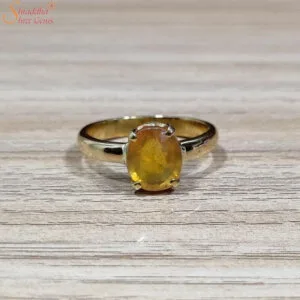 natural yellow sapphire (pukhraj) gemstone ring