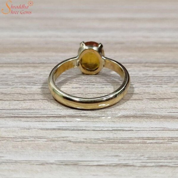 natural yellow sapphire (pukhraj) gemstone ring