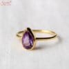 Natural Pear Shape Amethyst Gemstone Ring