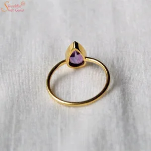 Natural Pear Shape Amethyst Gemstone Ring