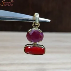 ruby and coral gemstone pendant