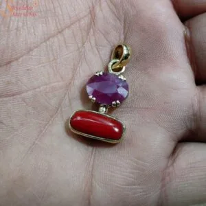 ruby and coral gemstone pendant