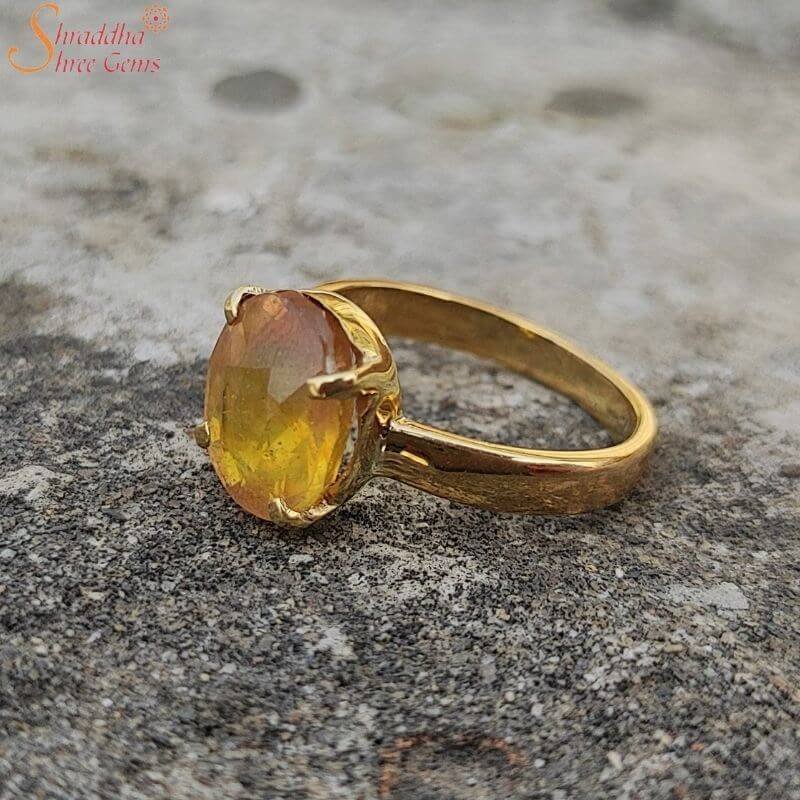 JEMSKART 11.25 Ratti 10.00 Carat Unheated Untreatet A+ Quality Natural Yellow  Sapphire Pukhraj Gemstone Gold Plated Ring for Women's and Men's (Lab  Certified) : Amazon.in: Jewellery