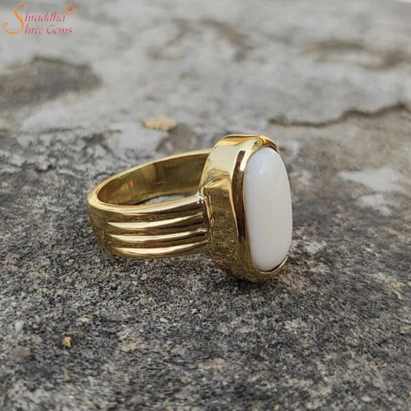 Natural White Coral Gemstone Ring