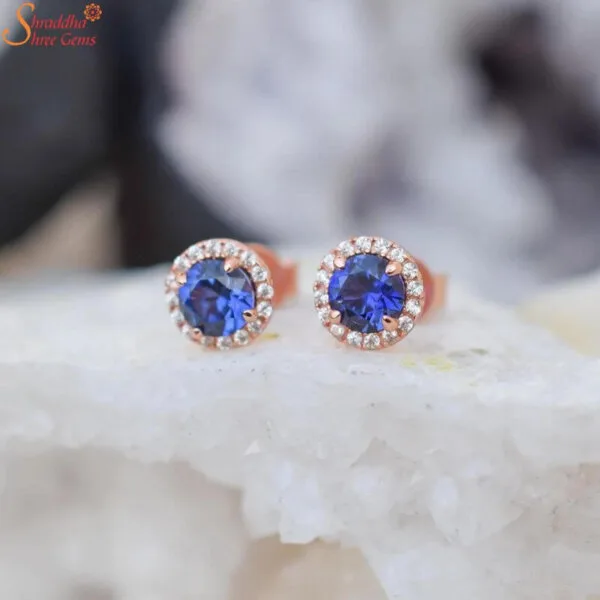 lab grown blue sapphire studs