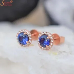 lab grown blue sapphire studs