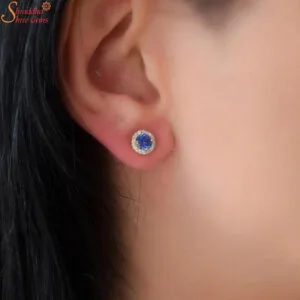 lab grown blue sapphire studs