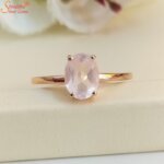 certified oval shape rose quartz ring