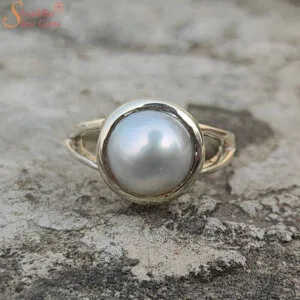 certified pearl moti gemstone ring