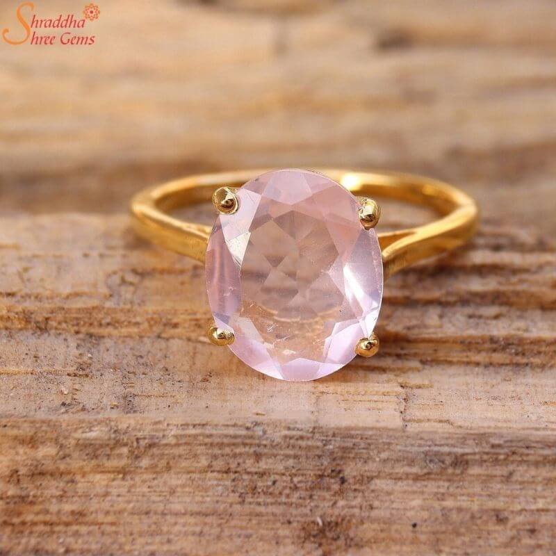White Finish Rose Quartz Gemstone Ring In Sterling Silver Design by V&A  Jewellers at Pernia's Pop Up Shop 2024