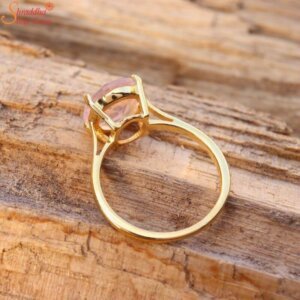 Certified Oval Shape Rose Quartz Ring