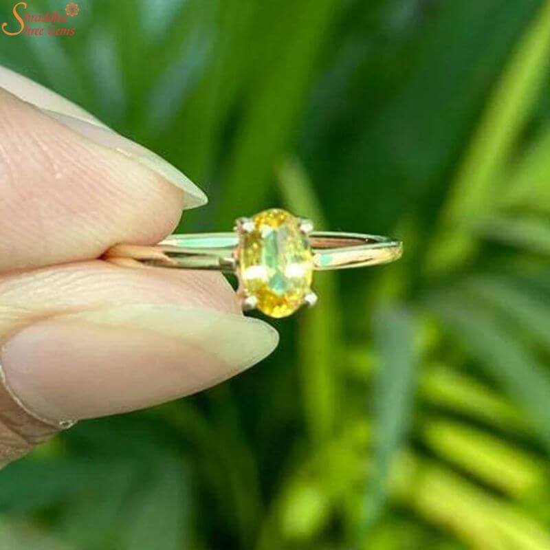 YELLOW SAPPHIRE RING 9.25 Ratti 8.00 CARAT Natural Yellow Sapphire Stone  RING Pukhraj RING Oval Shape Adjustable GOLD Ring For Girl And Women