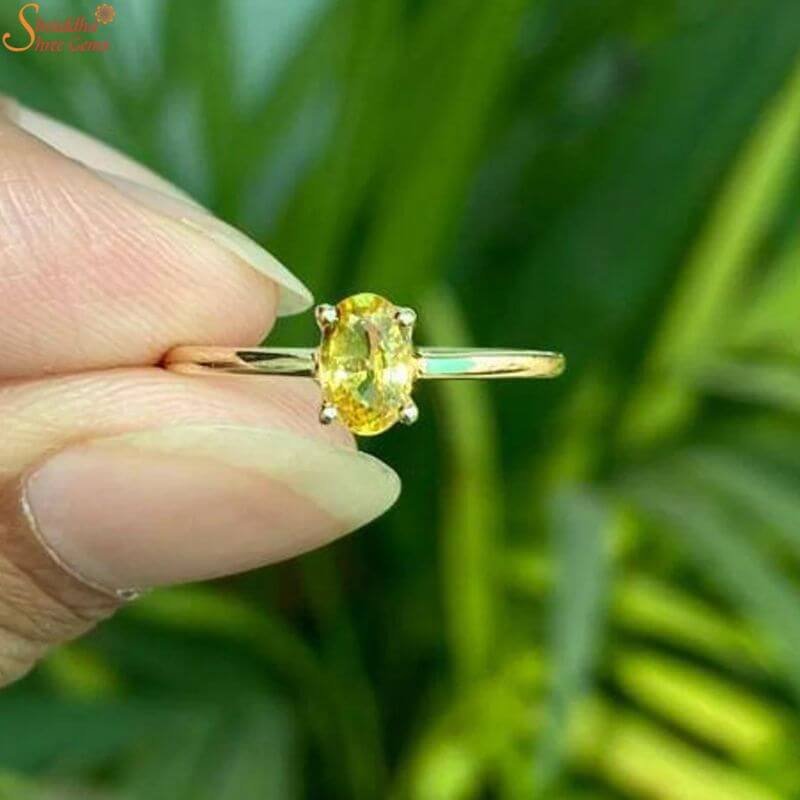 Yellow Sapphire ( Pukhraj ) Gemstone Ring Sold By Taj Ring Enterprises,  Size: Adjustable