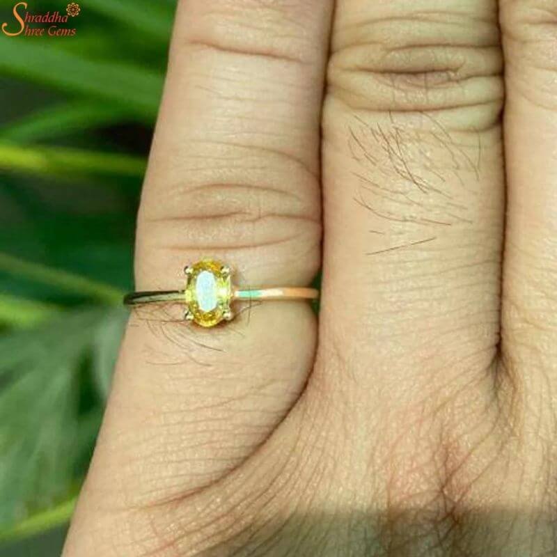 Golden Gems 5 Carat Yellow Sapphire Ring Natural Pukhraj Stone Original  Certified Ring For Men & Women Pukhraj Ratn Ki Ring Oval Shape Pukhraj Ki  Anguthi Kanakapushyaragam Stone Ring पुखराज की अंगूठी :