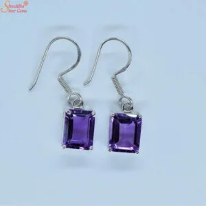 emerald cut amethyst earrings