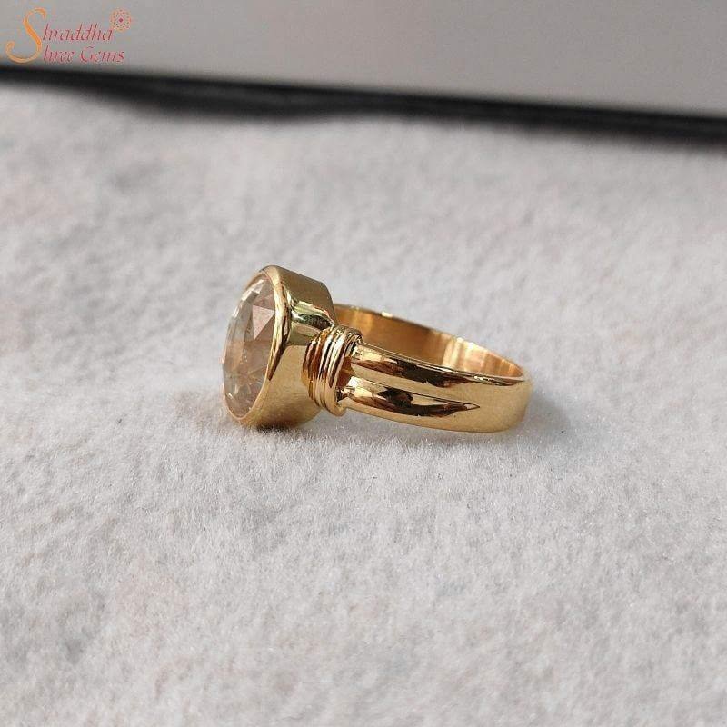Oval Yellow Sapphire Ring, Ceylon Pukhraj Gemstone Ring - Shraddha Shree  Gems
