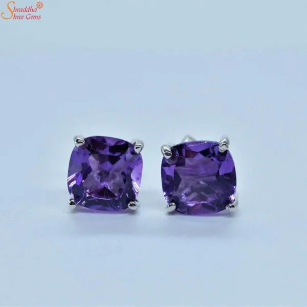 natural amethyst studs