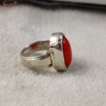 natural coral gemstone silver ring