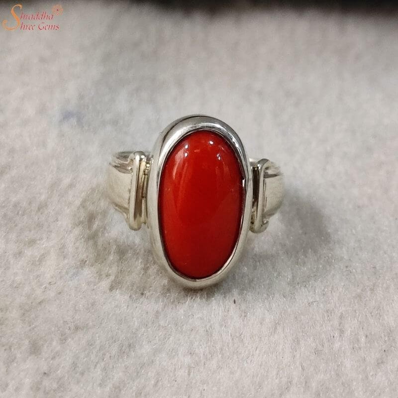 Beautiful handcrafted Bamboo Coral stone Ring set in Sterling & Fine Silver  | Jowelry's Designs