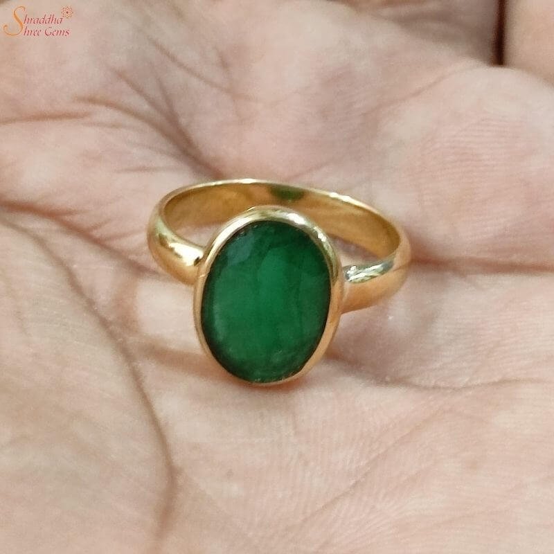 Order Natural Emerald/Panna/Pacha- 5 Carat/5.54 Ratti Gold Ring - 8 Grams  Online From THE GEM STORE,Hyderabad