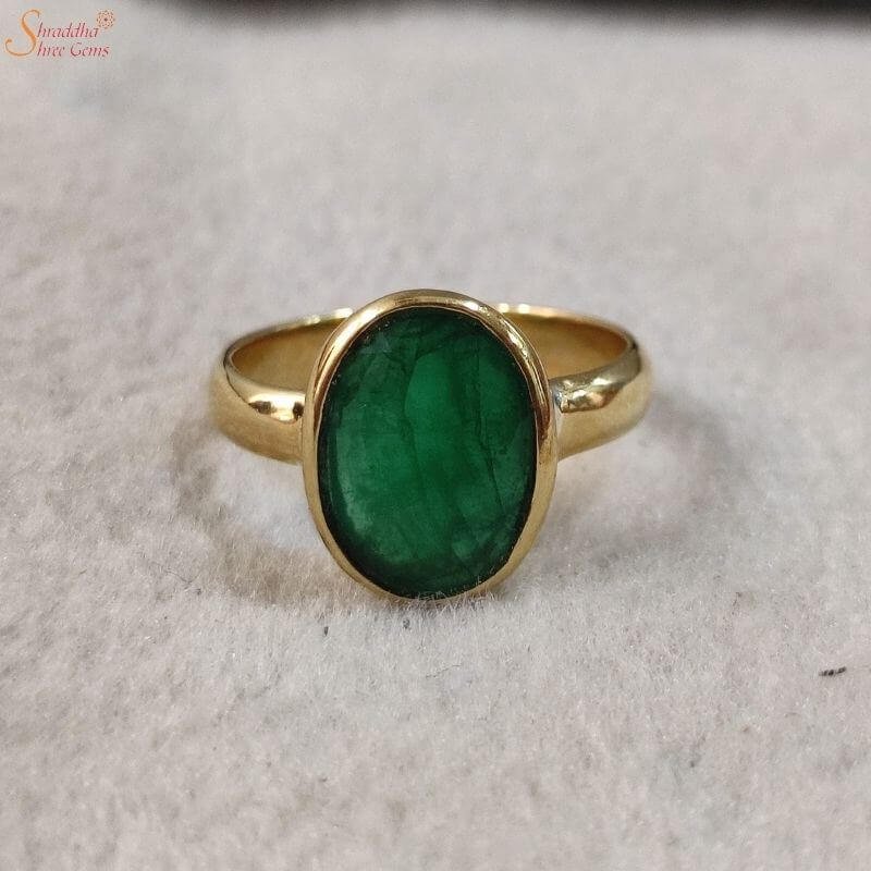 Oval Emerald Engagement Ring In Yellow Gold Vintage Promise Gift -  MollyJewelryUS