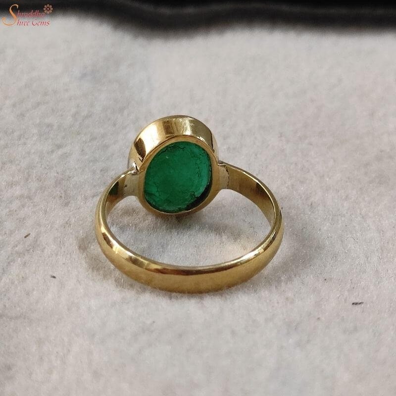 Natural Emerald ring 10.00 carat Certified Emerald Panna Gemstone Gold  Plated Adjustable Ring Natural Panna Emerald