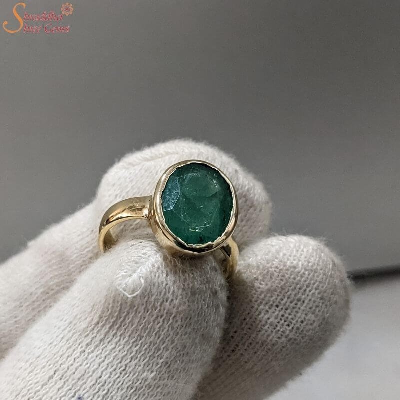 Unheated Emerald Ring, Panna Gemstone Ring - Shraddha Shree Gems