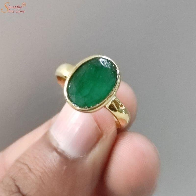 1 Gram Gold Plated Green Stone with Diamond Best Quality Ring for Men -  Style B201 – Soni Fashion®