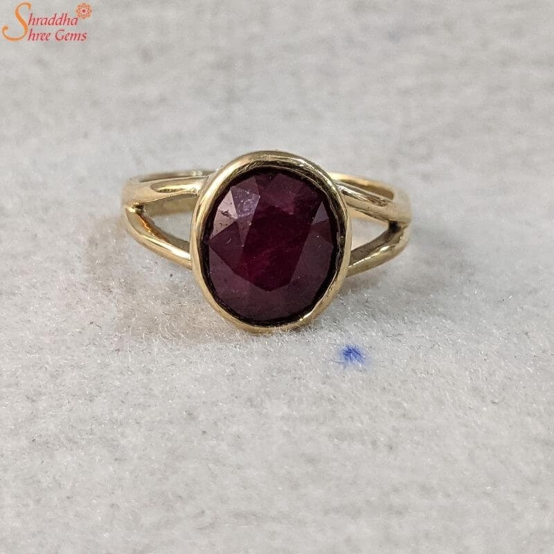 Vintage Ring 1980s Mens Ruby Crystal 18kt Gold Plated Antique for Men  #R6004 | PVD Vintage Jewelry
