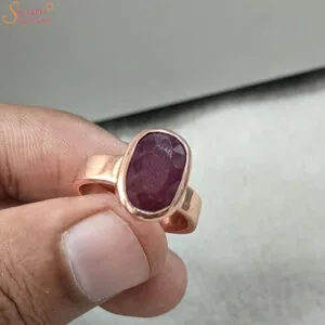 natural ruby manik gemstone ring in copper