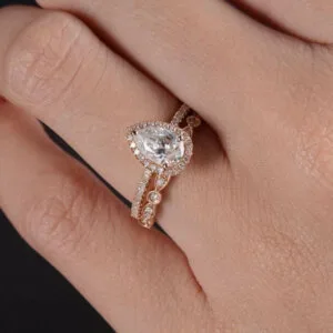 pear cut moissanite engagement set
