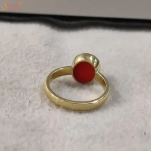 round coral gemstone ring