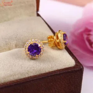 round shape amethyst studs