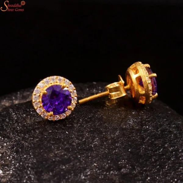 round shape amethyst studs