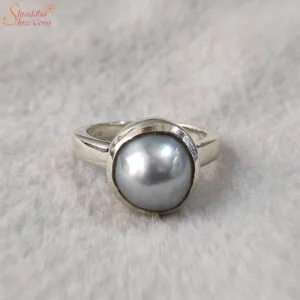 south sea pearl gemstone ring in sterling silver