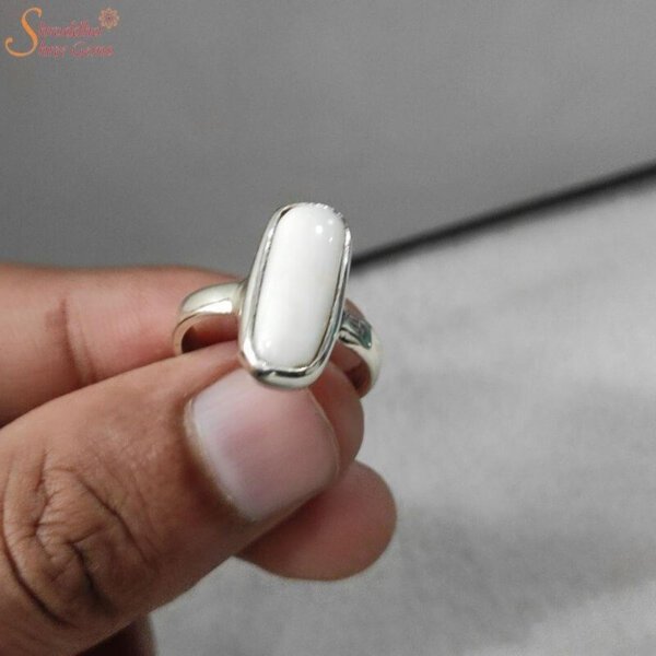White coral gemstone 925 silver jewelry ring 6.75 - SILVER PRODUCTS -  2476755