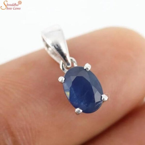 blue sapphire sterling silver pendant