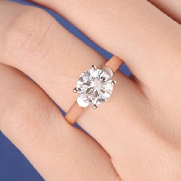 moissanite diamond solitaire rose gold ring