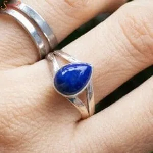 pear shape lapis lazuli silver ring