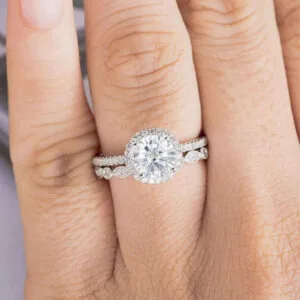 antique moissanite diamond bridal ring set