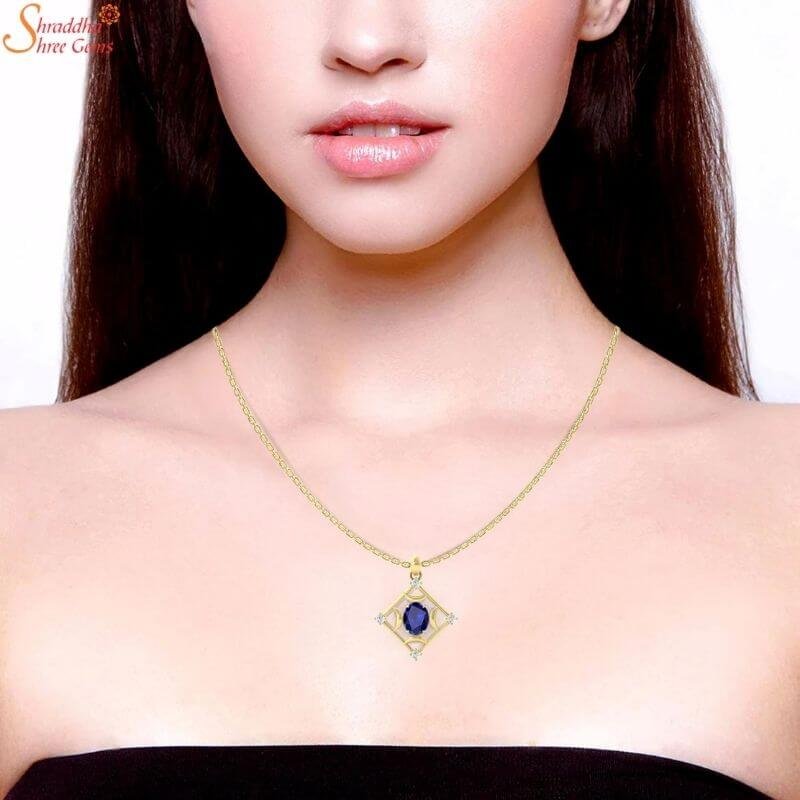 Buy Niscka Yellow Sapphire Stone Pendant Necklace Online