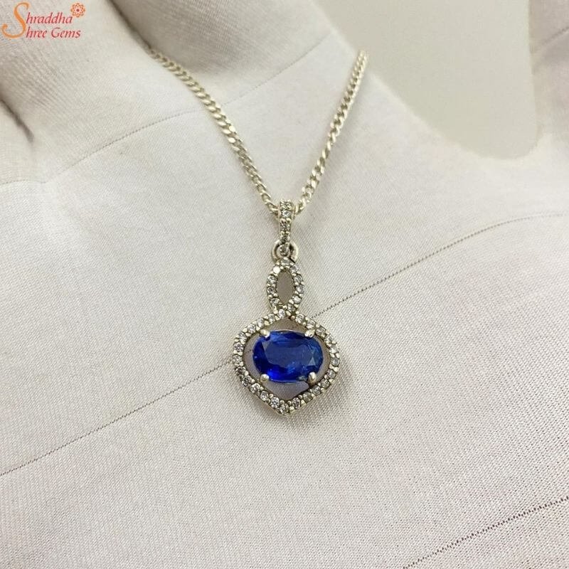 Sapphire Blue Diamond Pendant Style Necklace