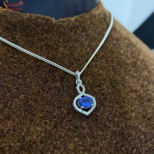Natural Blue Sapphire Necklace, Gemstone Pendant