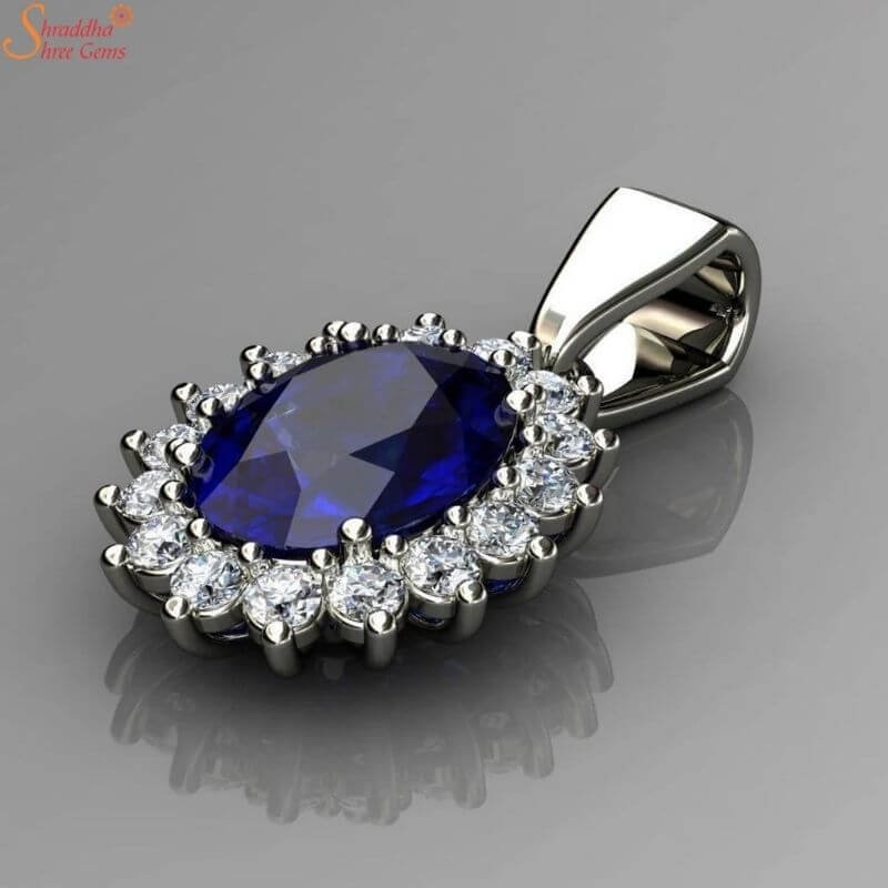 Platinum Custom Blue Sapphire And Diamond Pendant #103230 - Seattle  Bellevue | Joseph Jewelry