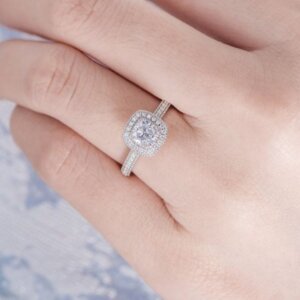 Cushion Cut Moissanite Diamond Anniversary Ring, Wedding Ring